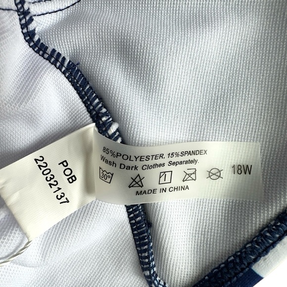 NWT | YONIQUE NAVY BLUE & WHITE POLKA DOT PLUS SIZE RUCHED SWIMSUIT | SIZE: 18 W - Picture 8 of 9